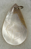 Natural Mother of Pearl Shell Large Teardrop with Carved Flower Pendant