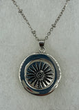 Silvertone Live Love Laugh Pendant with Red Crystal Heart and Sun on Chain