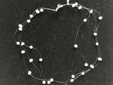 Cultured Pearl 3 Strand 18 Inch Floating Necklaces Silver Pink Or Peacock