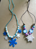 Cute Christmas Beaded Charm Necklaces Gingerbread, Candy Cane, or Snowflakes