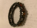 Healing Magnetic Hematite and Gemstone Wide Beaded Stretch Bracelet