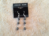 natural gemstone beaded dangle sterling silver earrings