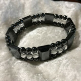 Healing Magnetic Hematite and Gemstone Wide Beaded Stretch Bracelet