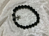 Natural Gemstone Beaded Stretch Bracelet with Silvertone Rocking Horse Charm