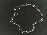 Cultured Pearl 3 Strand 18 Inch Floating Necklaces Silver Pink Or Peacock