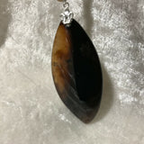 Natural Black Agate Gemstone Carved Oval Pendants