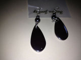 Natural Hematite Gemstone Teardrops Beaded Necklace and Dangle Earrings Set