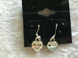 silvertone paw print or i love cat charm dangle earrings
