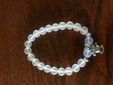 Natural Gemstone Beaded Stretch Bracelet with Silvertone Rocking Horse Charm