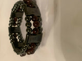 Healing Magnetic Hematite and Gemstone Wide Beaded Stretch Bracelet