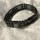 Healing Magnetic Hematite and Gemstone Wide Beaded Stretch Bracelet