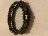 Healing Magnetic Hematite and Gemstone Wide Beaded Stretch Bracelet