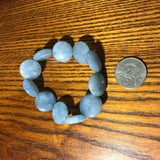 Natural Angelite Gemstone Coin or Oval Beaded Stretch Bracelet
