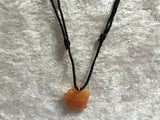 Natural Carnelian or Sesame Jasper Gemstone Carved Flower Pendant Necklace