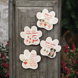 Santa Paws Wooden Pawprint Magnet - 4 Assorted