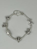 Silvertone Dog Themed European Style Charm Bracelet Pet Lover Gift