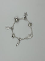 Silvertone Sea Life European Style Charm Bracelet Nautical Jewelry