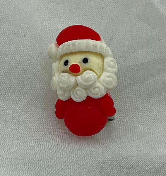Small Cute Plastic Christmas Santa Claus Head Pin Brooch