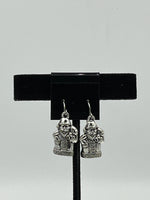 Silver Tone Christmas Santa Claus with Bag Charm Dangle Earrings