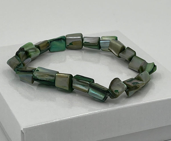 Natural Abalone Shell Irregular Chips Beaded Stretch Bracelet