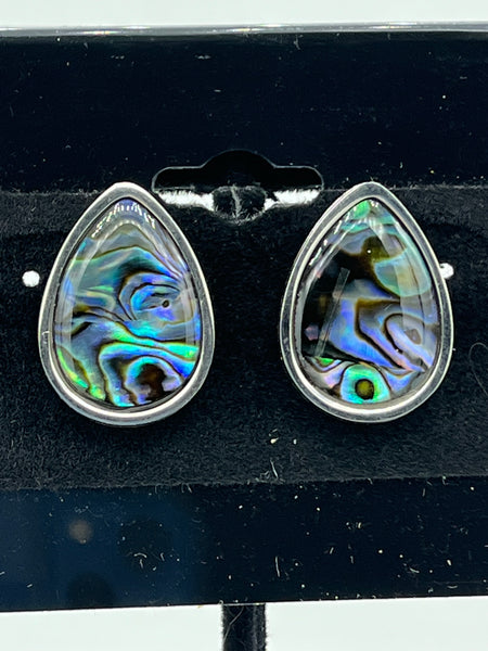 Natural Abalone Shell Teardrop Stainless Steel Stud Earrings