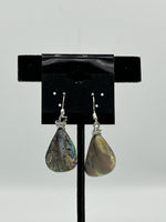 Natural Abalone Shell Teardrop Sterling Silver Dangle Earrings