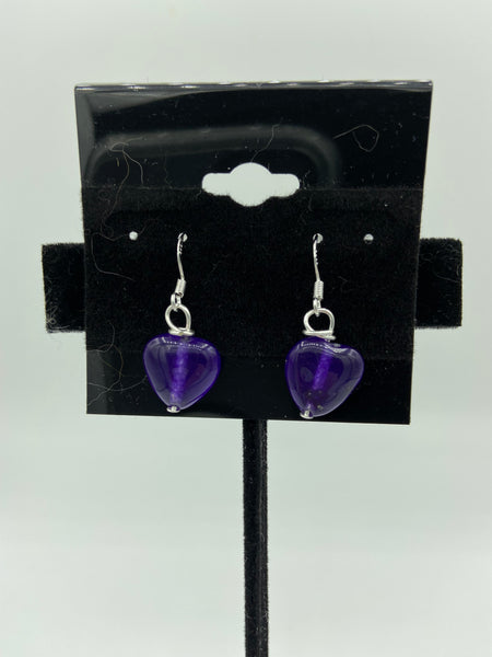 Natural Alexandrite Gemstone Heart Beaded Sterling Silver Dangle Earrings