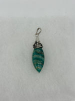 Natural Amazonite Gemstone Pointed Oval Sterling Silver Pendant