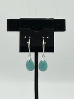 Natural Amazonite Gemstone Teardrop Sterling Silver Dangle Earrings