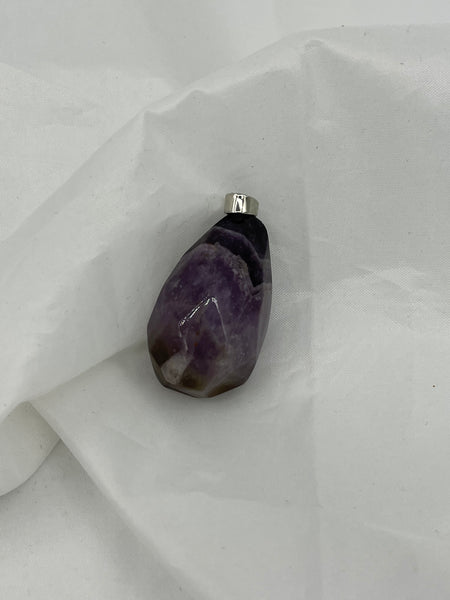 Natural Amethyst Gemstone Large Faceted Drop Pendant