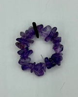 Natural Amethyst Gemstone Chips Beaded Adjustable Stretch Ring