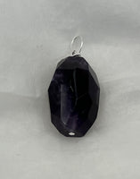 Natural Amethyst Gemstone Faceted Barrel Pendant