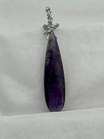 Natural Amethyst Gemstone Long Faceted Teardrop Pendant