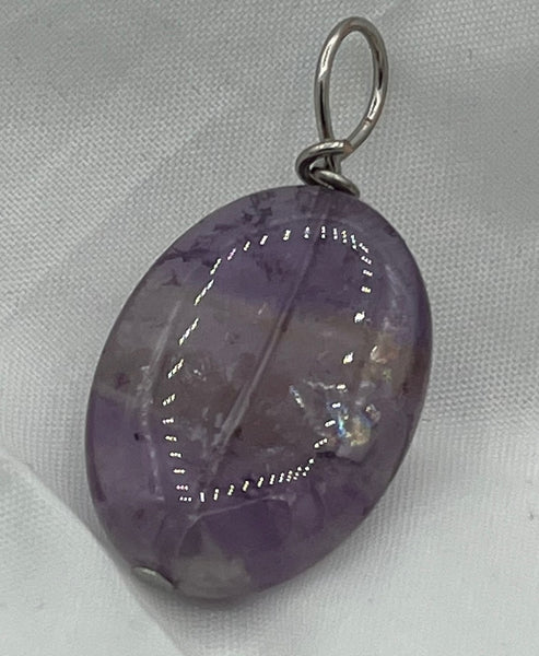 Natural Amethyst Gemstone Small Puffed Oval Pendant