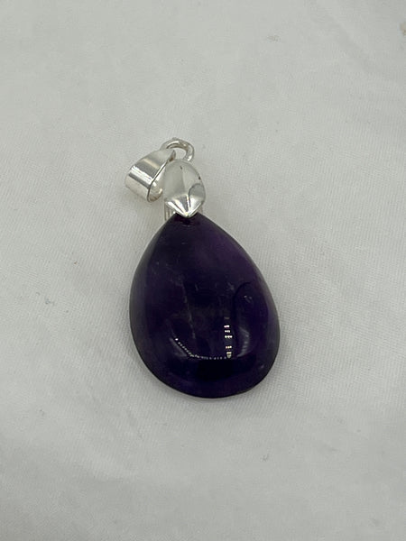 Natural Amethyst Gemstone Puffed Teardrop Pendant