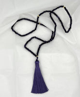Natural Amethyst Gemstone Faceted Rondelle Beaded Necklace with Tassel Pendant