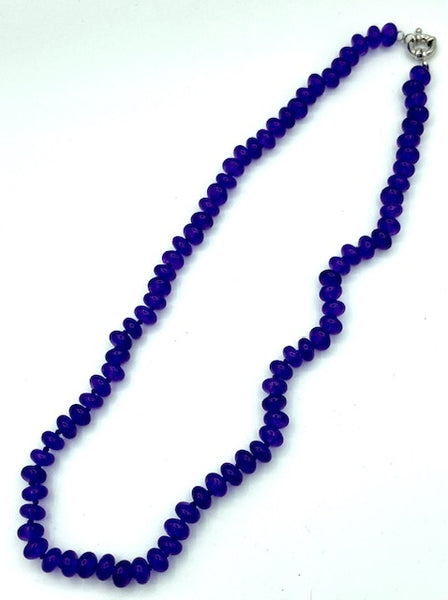 Natural Amethyst Gemstone Smooth Rondelles Beaded Necklace