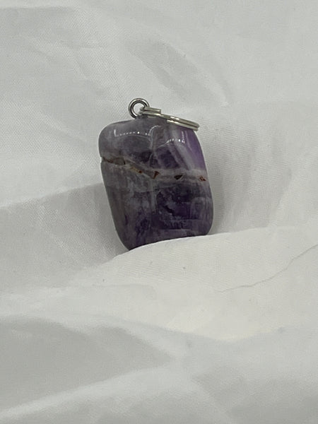 Natural Amethyst Gemstone Freeform Tumbled Rectangle Pendant
