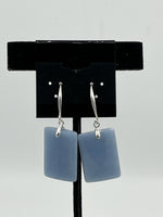 Natural Angelite Gemstone Large Rectangle Sterling Silver Dangle Earrings