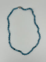 Natural Aquamarine Gemstone Faceted 6 MM Round Beaded Necklace