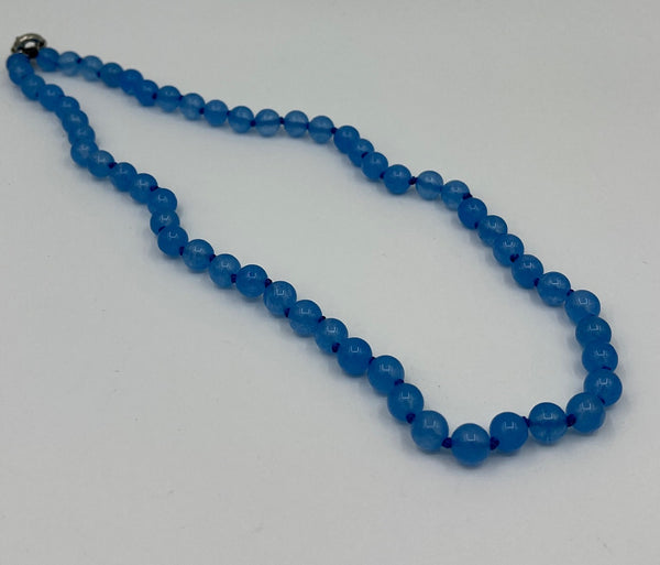 Natural Aquamarine Gemstone 8 MM Round Beaded Necklace