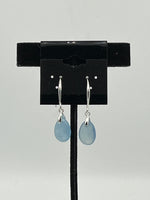 Natural Aquamarine Gemstone Teardrop Sterling Silver Dangle Earrings