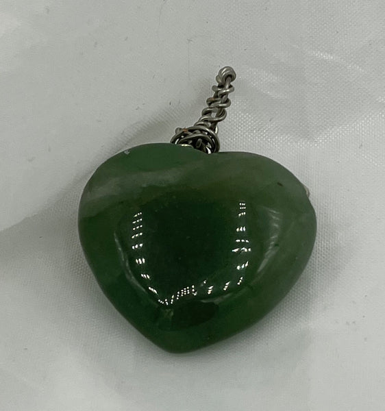 Natural Green Aventurine Gemstone Carved Puffed Heart Pendant