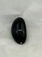 Natural Black Onyx Gemstone Long Pointed Oval Pendant