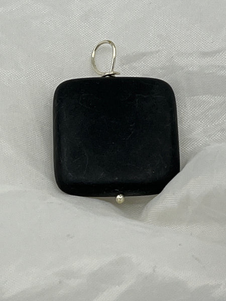 Natural Matte Black Onyx Gemstone Square Pendant