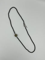 Natural Black Spinel and Unakite Gemstone Round Beaded Adjustable Necklace