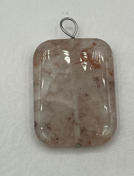Natural Blood Quartz Gemstone Carved Rectangle Pendant