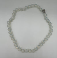 Natural Blue Opal Gemstone Faceted 10 MM Round Beaded Necklace