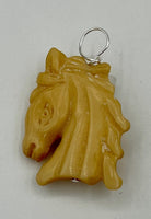 Natural White Bone 3D Carved Horse Head Pendant