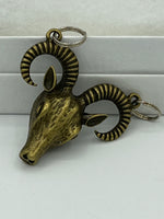 Brass 3D Sheep Ram Head Pendant